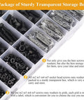 Tough As Nails 2180 Piece Metric Hex Socket Head Cap Screws Nuts Washers Assortment Kit With Precision Allen Wrenches M2 M3 M4 M5 12.9 Grade Alloy Steel Black Set in transparent storage box.