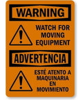 Heavy Duty Aluminum All Weather No Nonsense Safety Sign For Moving Equipment Warning Bilingual 12 By 18 Inch Indoor Outdoor
