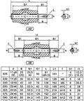 Single and double direction output shaft size diagram for Top Shelf Worm Gearbox Output Shaft Compatible With NMRV030 And NMRV040 Worm Reducers.