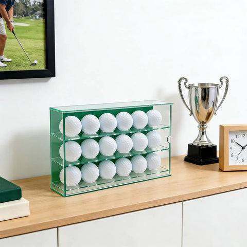 Clear Acrylic Golf Ball Display Case Hang On The Wall Three Layer Holder For 18 Balls Dustproof Storage Box Memorabilia Display