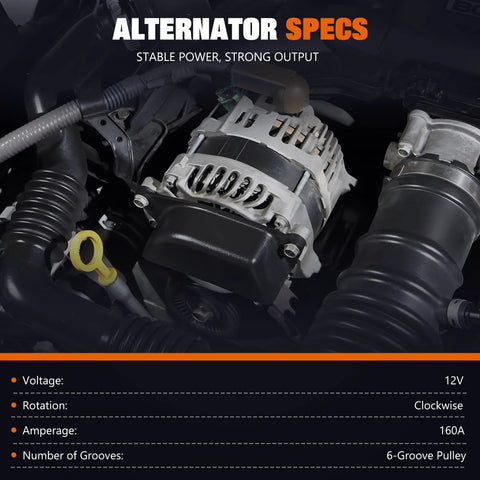 Beefed Up Alternator For Jeep Wrangler JK 2012 To 2018 3 6L V6 12V 160A CW With 6 Groove Pulley Direct Fit Replacement installed