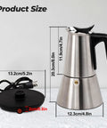 Electric Aluminum Moka Pot For 5 To 6 Cup Espresso Maker With Detachable Base Quick Plug In Home Coffee Barista Vibe Mocha Pot