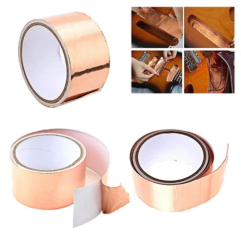 Copper Foil Tape With Pro Grade Heavy Duty Adhesive Shielding For Grounding, Guitar Shielding, Electrical Repairs, UV Resistant