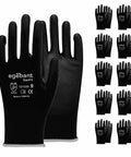 Ride Or Die PU Coated Safety Work Gloves With Breathable Black Nylon Liner For Job Site Toughness And Fingertip Precision In Solid Industrial Protection Gear That Holds Up, showcasing a pair of black gloves.