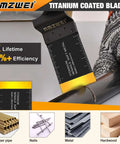 AMZWEI titanium-coated oscillating tool blades (2 shown) for metal, wood, and plastic.