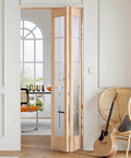 Bi-Fold Doors For 36 By 80 Opening With Tempered Frosted Glass Cross Panels, installed in modern living space, side view