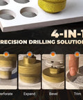 Diamond Core Stepped Pagoda Drill Bit M10 Thread For Metal And Granite Three Size Hole Opener close-up with usage examples
