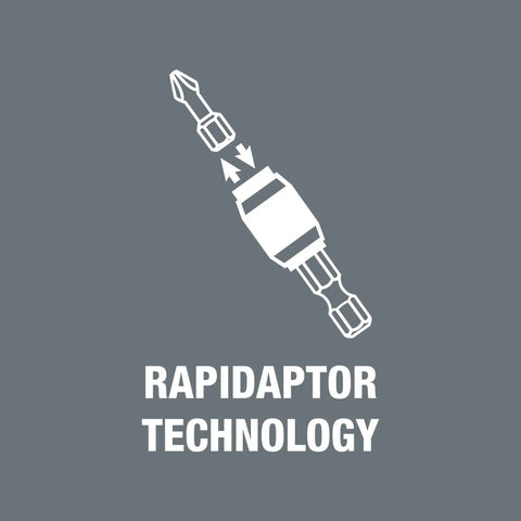 Diagram of Rapidaptor technology for 7 In 1 Bitholding Screwdriver With Extendable Bayonet Blade Rapidaptor Quick Release Chuck.