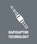 Diagram of Rapidaptor technology for Quarter Inch Drive Bit Set With Belt Clip Bit Check And Rapidaptor Holder In Carrying Case.