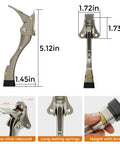 Kickdown Door Stoppers Bottom Mount Foot Pedal Latch Keeps Doors Wide Open Prevents Slamming And Protects Walls No Fuss Setup Heavy Duty Door Holders 2 Pack showing dimensions and features.