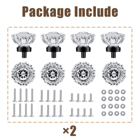 Matte Black Glass Cabinet Knobs Set With Crystal Vintage Drawer Pulls And Dresser Knobs Round 1.5 By 1.4 Inch 16 Pack