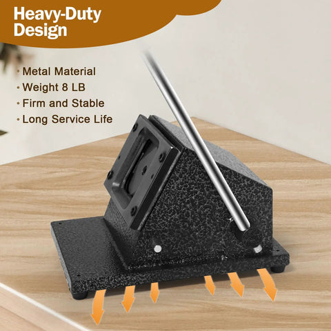 Heavy Duty 2.48 Inch Square Paper Punch Die Cutter For Paper And Photos on wooden surface, angled view, metal design