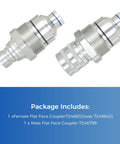 Heavy Duty Hydraulic Coupler Kit With Male And Female Flat Face Quick Connect Set For 4BD4FH 48MM Thread showing two couplers.
