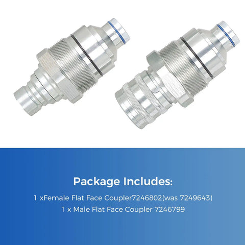 Heavy Duty Hydraulic Coupler Kit With Male And Female Flat Face Quick Connect Set For 4BD4FH 48MM Thread showing two couplers.