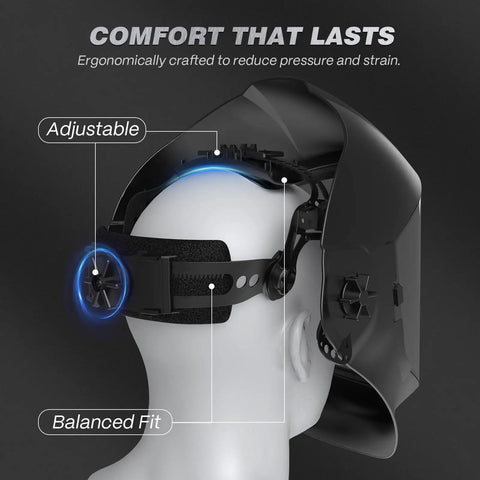 Adjustable headgear of Top Shelf Panoramic Full Face Mask With Scratch Resistant Polycarbonate Visor and Dang Tough Impact Shield.