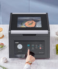 User operating Chamber Vacuum Sealer 380W Pump Power for Home Kitchen, 90 Liters Per Minute Air Removal with salmon inside