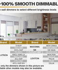 5-100% smooth dimmable LED recessed lights in modern kitchen with dimmer compatibility list