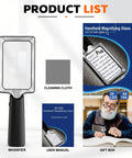 Lighted Handheld Magnifier With 20 LED Lights Dual Magnification Rectangle Glass For Seniors Reading