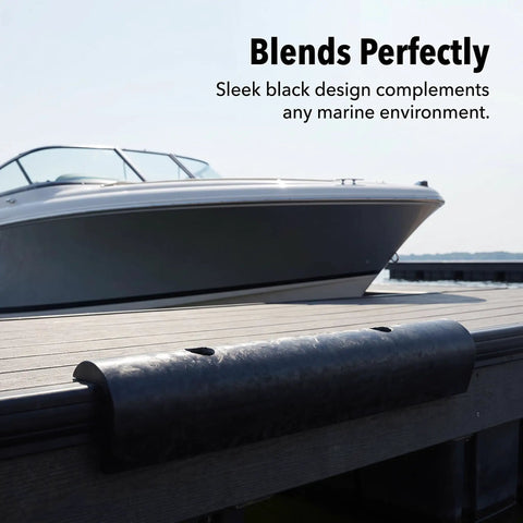 Boat dock with semi-circular Rubber Dock Guard For Operations Semi Circular Dock Protector Heavy Duty Dock Bumper for safe impact protection.