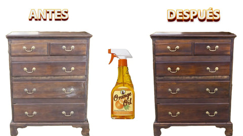 Keep Your Wood Looking Crisp And Protected With This Real Orange Oil Polish That Hits Different On Tables And Cabinets Delivering A Smooth Dime Shine While Blocking Daily Wear And Tear For Sure. Before and after of a dresser using orange oil polish.