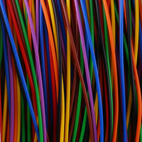 Close-up of multicolor 250M 8 wire colorful electrical wire insulation wrapped copper test cable 30 AWG flexible jumpers.