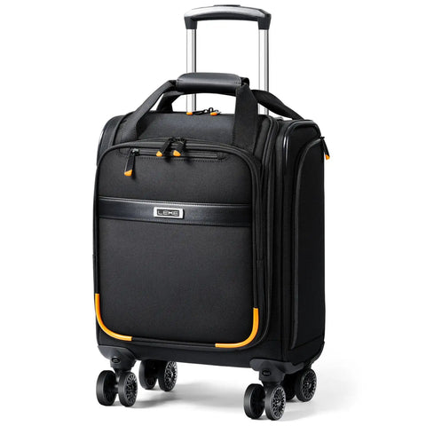 Underseat Carry On Luggage 16 Inch Softside Suitcase With Detachable Spinner Wheels Lightweight Travel Bag For Men And Women Black