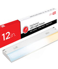 12 Inch Hardwired Under Cabinet Lights With Dimmable 3 Color Temperature 2700K 4000K 5000K Warm White Cool White Daylight 460 Lumen High CRI 90 Kitchen Under Counter Lighting showing color range and packaging.
