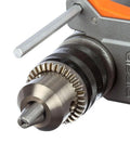 Close-up of the chuck on the Heavy Duty One Half Inch Corded Hammer Drill With Eight Point Five Amp Dual Speed Gearbox Auto Clutch.