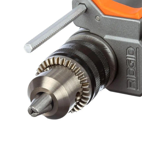 Close-up of the chuck on the Heavy Duty One Half Inch Corded Hammer Drill With Eight Point Five Amp Dual Speed Gearbox Auto Clutch.