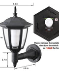 Four Pack Solar Flame Wall Lanterns Outdoor Lights Solar Powered No Wiring Needed Sconce LED Flickering Flame With Auto On Off