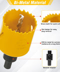 Bi-Metal Hole Saw Kit 7-Piece Set with mandrel adapter and sharp teeth for fast clean holes in metal and wood.