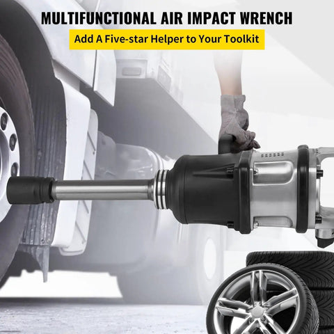 Heavy Duty 1 Inch Pneumatic Air Impact Wrench With 3800 Nm Torque For Rough Auto Repair And Seized Fasteners High Output 4000rpm close-up of wrench near tire.