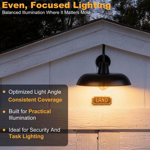 Outdoor Gooseneck Barn Light 14 Inch Wide Two Pack Farmhouse Industrial Rustic Black Waterproof Wall Mount Lamps installed
