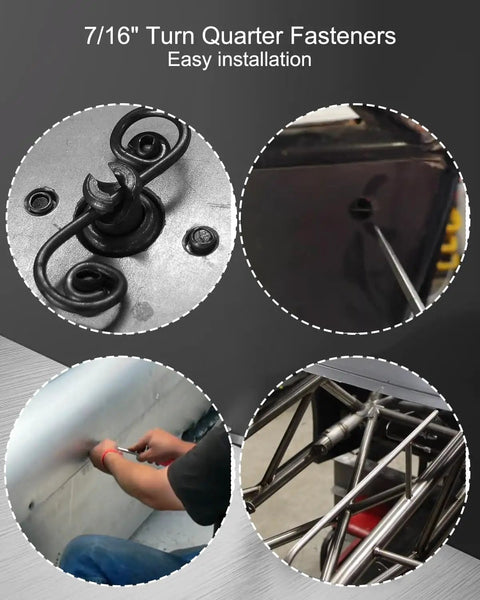 Slick Aluminum Quarter Turn Fasteners With Oval Knobs For Quick Release Panel Mounting displayed during easy installation.