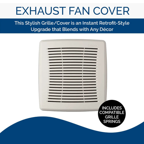 Replacement Square Bathroom Vent Grille Cover For Exhaust Fan, Easy Retrofit Style, Five Minute Install No Fuss, White Finish, No Cutting Or Wiring, Upgrade Your Bathroom Vent Look