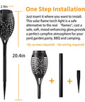 Lit Outdoor Solar Torch Lights Flickering Flame Set Of 12 LED Solar Garden Lights For Pathway Patio Yard Waterproof Auto On Off Each Light Measures 20.4 Inches Long And 2.9 Inches Wide diagram