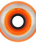 Close-up of Gripper Millennium Inline Wheel Set With Dual Durometer Urethane And Flex Tech Core Dope, orange urethane wheel.