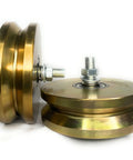 Heavy Duty 6 Inch V Groove Sliding Gate Rollers With Double Ball Bearings, steel roller wheels with hex nuts and bolts.
