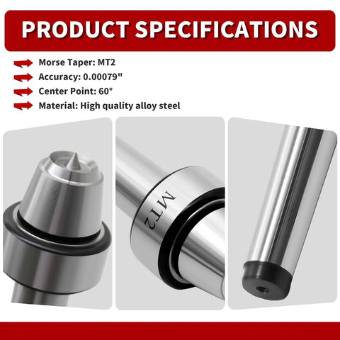 MT2 Wood Lathe Live Center Set With Cup Tip For Tailless Lathes Stable Drive Spur Cup Arbor High Precision Lathe Work