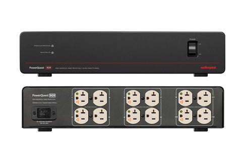 Kickass 20 Amp Power Conditioner With Non Sacrificial Surge Protection For Home Audio And Hi Fi Rigs, showing filtered outlets and power switch.