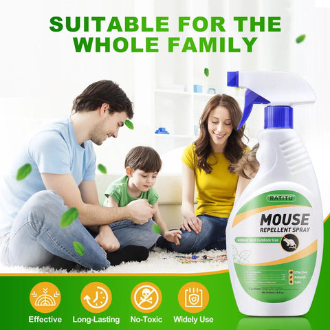 Family sitting with a Minty Fresh Peppermint Oil Rodent Spray For Indoor And Outdoor Use Deters Mice Rats Squirrels And Other Pests