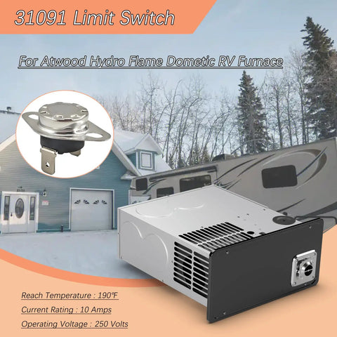High Temperature RV Furnace Limit Switch 190 Fahrenheit Replacement Part 31091 to keep your RV heat in check from overheating protection