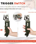Dive into heavy duty sewing projects with this electric rotary fabric cutter showing trigger switch operation for cutting textiles.