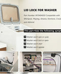 Heavy Duty Washing Machine Lid Lock Switch And Wiring Harness Kit For Straight Up Solid Replacement. Close-up of lid lock and wiring inside washer.