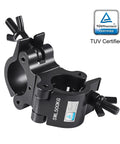 Beefy Heavy Duty Swivel Truss Clamp Set 2 Pack For 2 Inch Trusses Dual Head Turn As Needed 360 Degree Lighting Clamps Fits 48 To 52mm Truss OD Aluminum Alloy 6061 Pro Grade Safety And Durability, TUV certified black swivel clamp