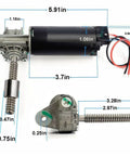 DIY Ready 12V DC Worm Drive Seat Motor With Right Hand Build Setup Reversible Forward And Reverse Durable 12V Worm Gear Motor with dimensions and components visible
