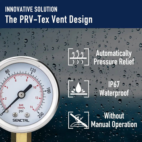 200 Psi Pressure Gauge With 2 Inch Dial, 1/4 NPT Lower Mount, Built To Last Waterproof Stainless Steel Case, IP67 Certified