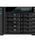 Front view of Powerhouse 10 Bay Network Attached Storage With 2.1GHz Quad Core, 2 M.2 NVMe Cache Slots, 10GbE ports, diskless