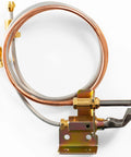 Water heater pilot assembly with 24-inch copper thermocouple and brass gas valve on mounting bracket.