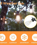 Durable Outdoor String Lights 48Ft With 16 LED Shatterproof Bulbs for Patio and Garden in rainy weather, weatherproof feature